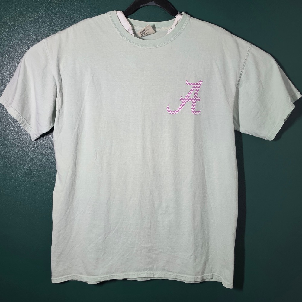 Comfort Colors Alabama Crimson Tide Mint Green T-Shirt Large Roll Tide Roll Tee